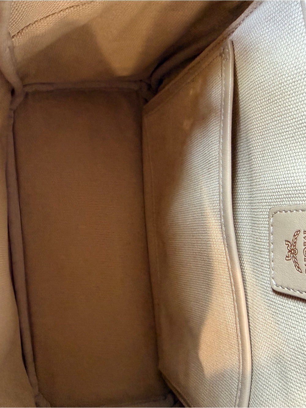 MCM White Backpack with Pink Front Pocket and Strap Accents - Picture 5 of 7